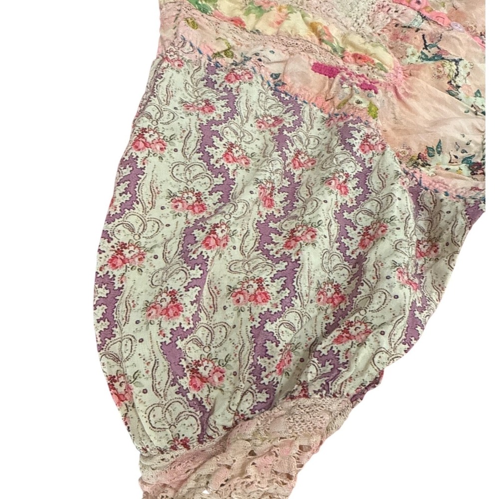 Magnolia Pearl Romantic Dress Pink Peach Lace Crochet Embroidered Short Sleeve - Picture 6 of 16